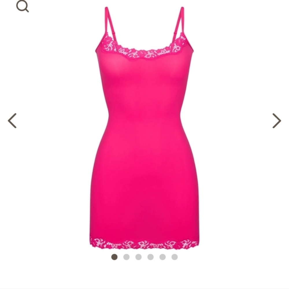 Skims Fits Everybody lace-trimmed stretch slip dress - Neon Rose